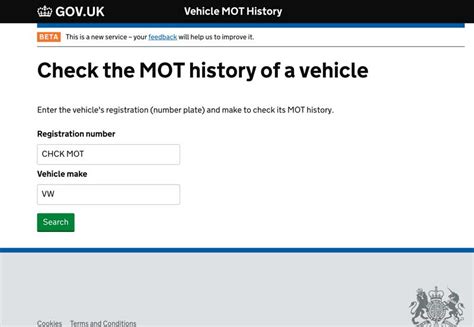 mot history checker gov uk service